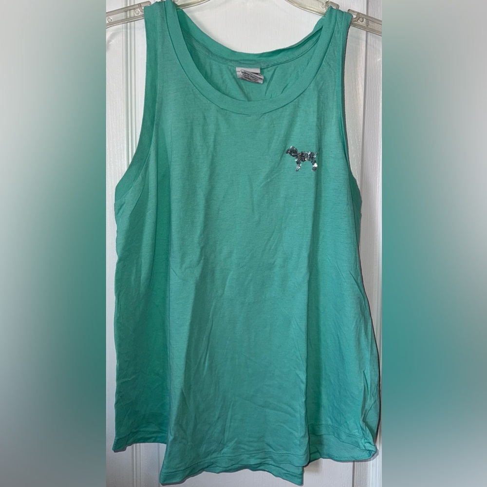 PINK Victoria’s Secret Teal Bedazzled Tank Top Size S